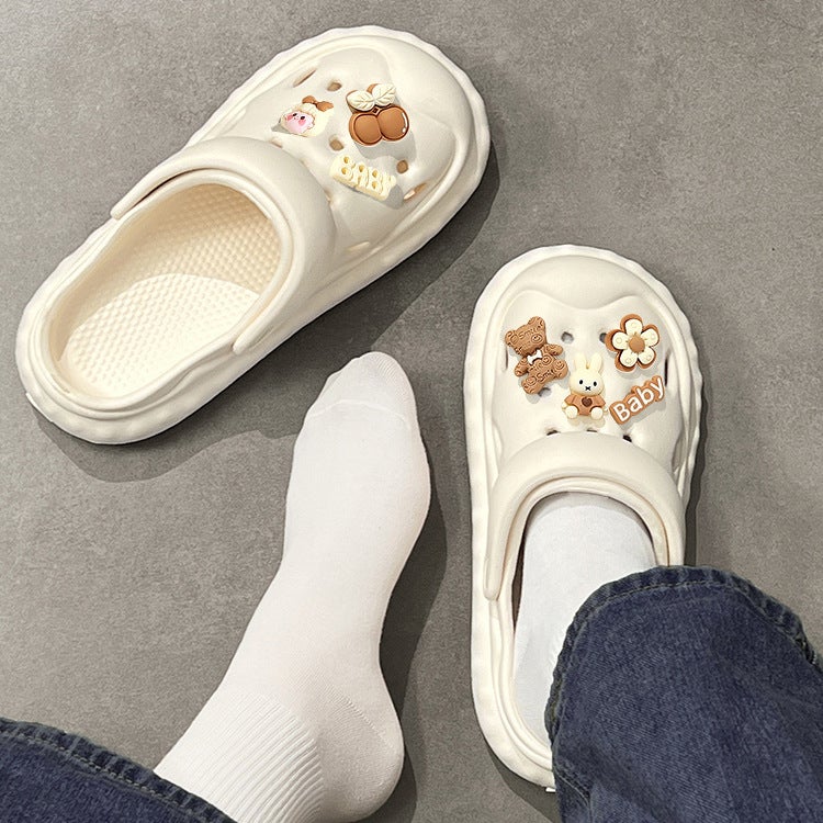 Women's White Clog Sandals Summer Outdoor Anti-Slip Thick Sole Slides - Image 5