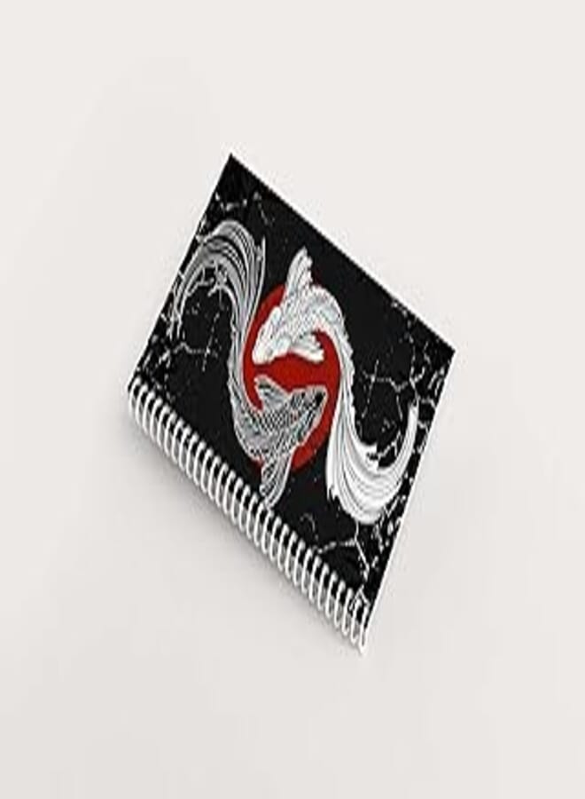 Premium Design 100 Pages Notebook - Dark Japanese Koi (15 x 8in)