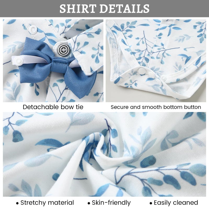 SANMIO Baby Boy Clothes Suits Infant Gentleman Outfit Collared Dress Shirt+Vest+Tie+Corsage+Pants 5Pcs Baby Suit Sets - Image 5