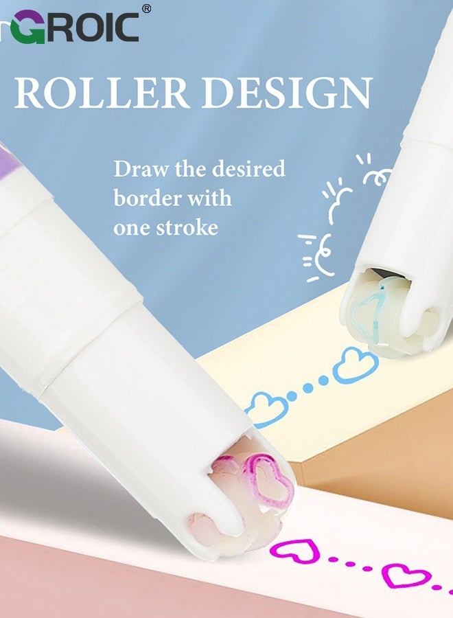 GROIC Dual-Tip Fluorescent Markers, Markers Outline Glitter Pens, 8-Color Set - Flower/Line/Heart Outline Pens for Journaling, Scrapbooking & Creative Drawing - Image 4