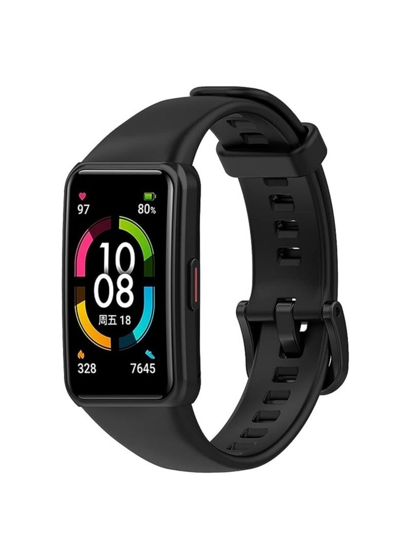 Soft Honor Band 6 Silicone Strap for Honor 6 Monochrome Replacement Mesh Soft Sports - Black - Image 1