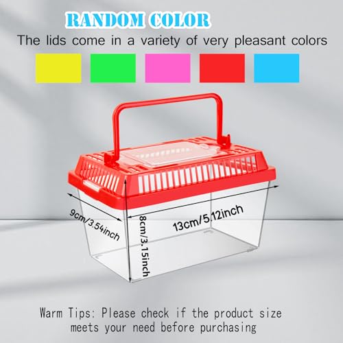 ONLYFU 12Pcs Plastic Reptile Terrariums Carrier Cage Tarantula Enclosure Snake Breeding Box Hatching Container Transparent Fish Tank Turtle Aquarium with Random Color Lid for Spider XS51 x 35 x 35 - Image 3