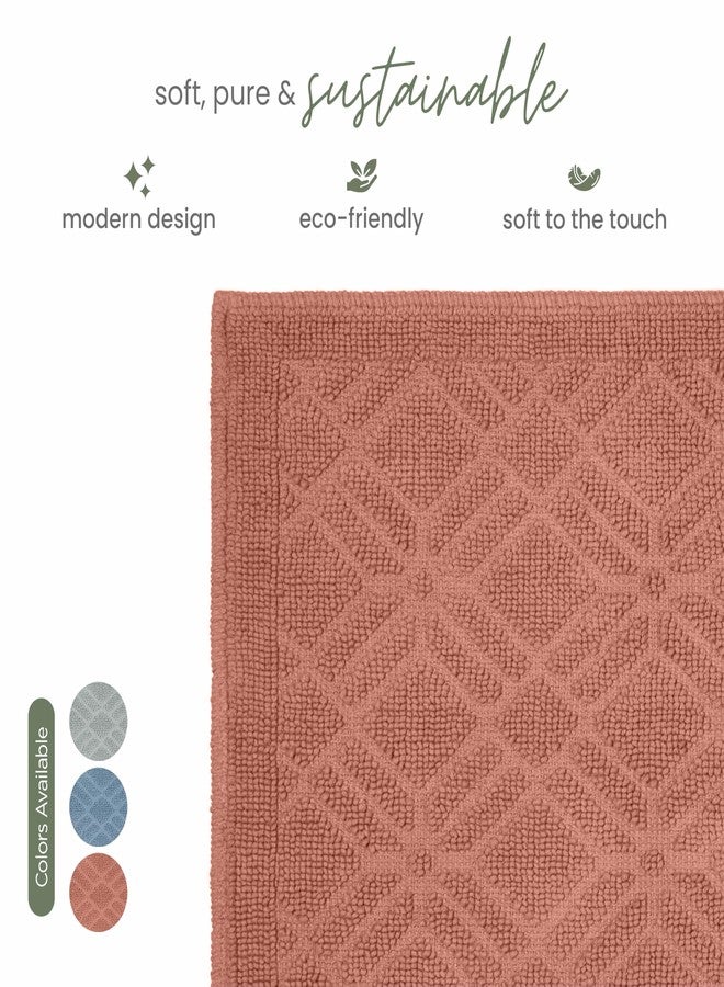 Martex Restore Geometric Bath Rug - Soft, Absorbent 100% Cotton with Plush Comfort and Non-Skid Backing - Sculpted Jacquard Design for a Spa-Inspired Bathroom - 20" x 32" - Clay - Image 2