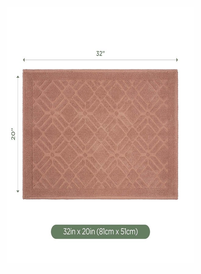Martex Restore Geometric Bath Rug - Soft, Absorbent 100% Cotton with Plush Comfort and Non-Skid Backing - Sculpted Jacquard Design for a Spa-Inspired Bathroom - 20" x 32" - Clay - Image 3