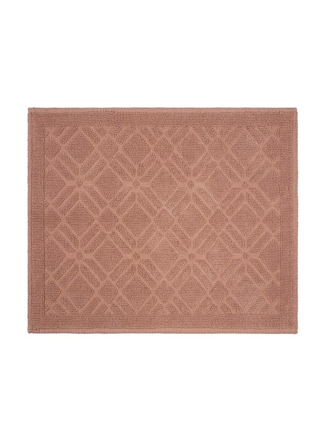 Martex Restore Geometric Bath Rug - Soft, Absorbent 100% Cotton with Plush Comfort and Non-Skid Backing - Sculpted Jacquard Design for a Spa-Inspired Bathroom - 20" x 32" - Clay - Image 1