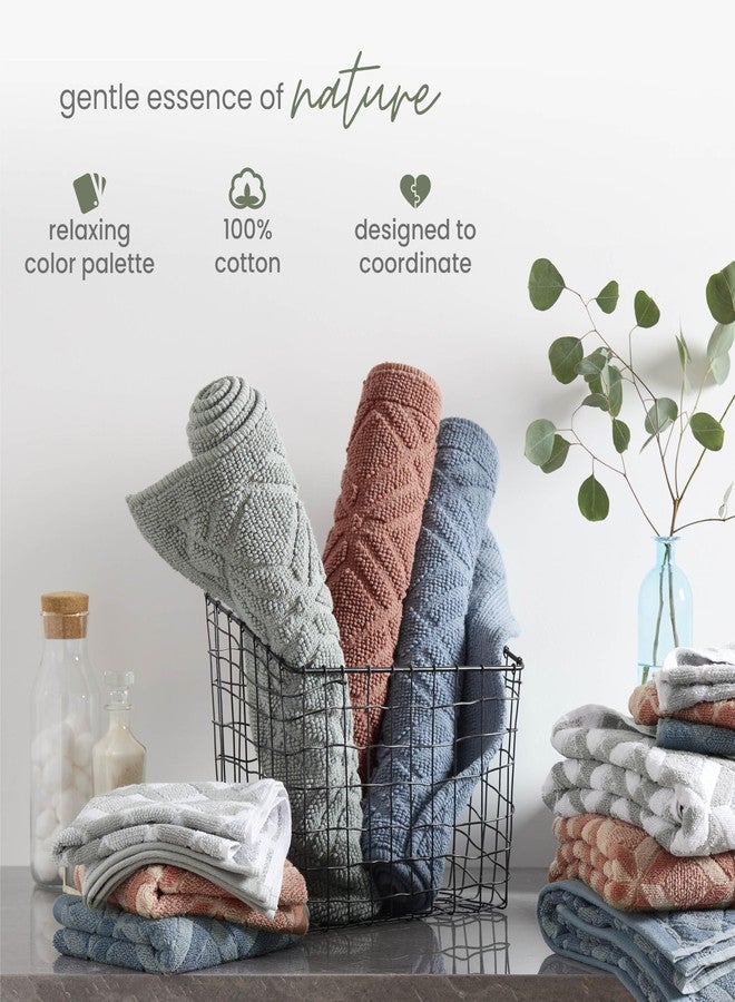 Martex Restore Geometric Bath Rug - Soft, Absorbent 100% Cotton with Plush Comfort and Non-Skid Backing - Sculpted Jacquard Design for a Spa-Inspired Bathroom - 20" x 32" - Clay - Image 4