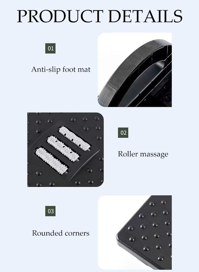 DUNISO Under Desk Footrest, Ergonomic Footrest with Roller ,180° Rocking Desk Foot Stool with Massage Surface,Relieve Leg Pressure (White) - Image 3