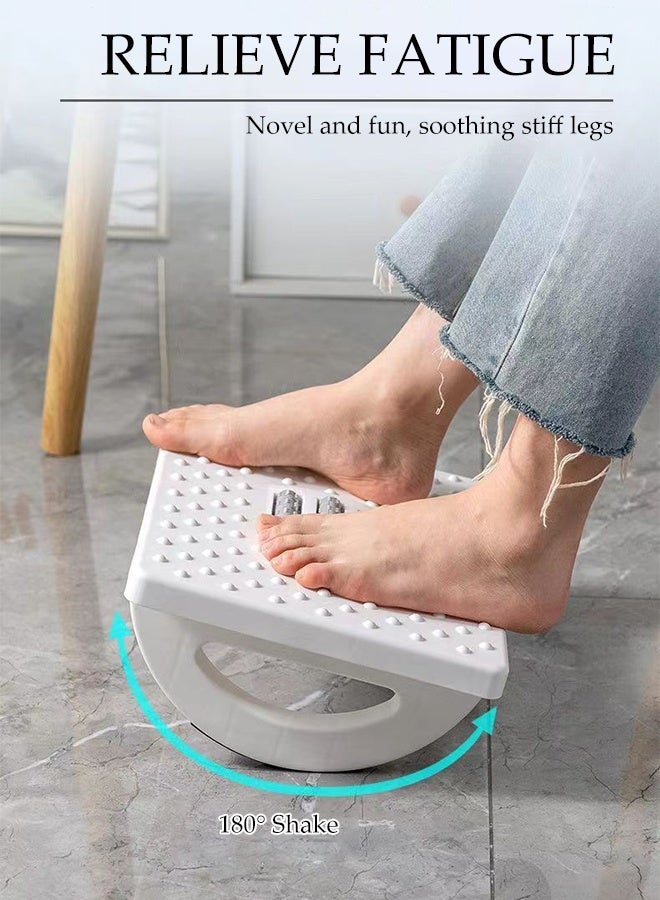 DUNISO Under Desk Footrest, Ergonomic Footrest with Roller ,180° Rocking Desk Foot Stool with Massage Surface,Relieve Leg Pressure (White) - Image 4