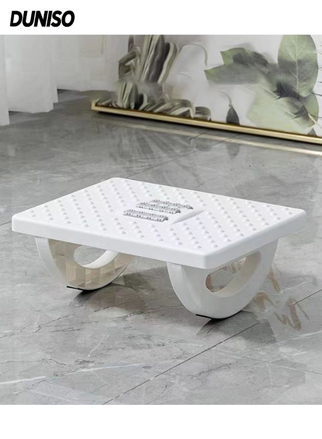 DUNISO Under Desk Footrest, Ergonomic Footrest with Roller ,180° Rocking Desk Foot Stool with Massage Surface,Relieve Leg Pressure (White) - Image 1