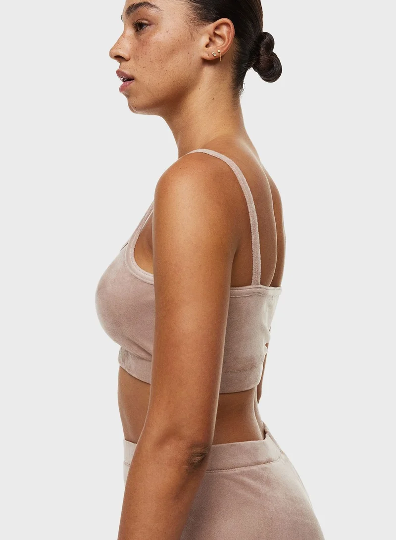 H&M Strappy Velour Crop Top
