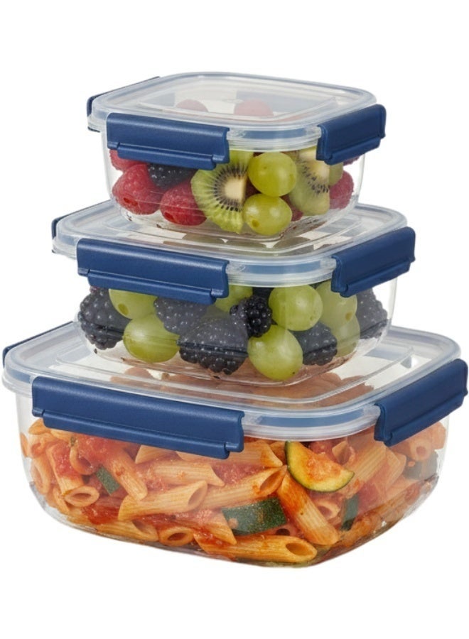 Bager Set of 3 BPA-Free Square Food Storage Containers with Airtight Leakproof Lids – 500ml, 900ml & 1500ml Meal Prep Containers, Microwave, Freezer & Dishwasher Safe, Reusable Food Storage Boxes for Lunch, Leftovers, Fruits, Vegetables, Meat, Salads, Dry Foods, Refrigerator & Pantry Organization - Multicolour - Image 1