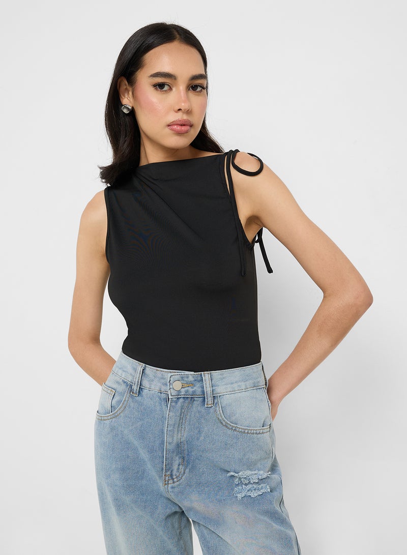 Ginger Assymetric Shoulder Tie Up Detail Top - Image 1