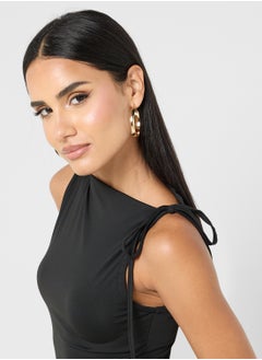 Ginger Assymetric Shoulder Tie Up Detail Top  - Image 3