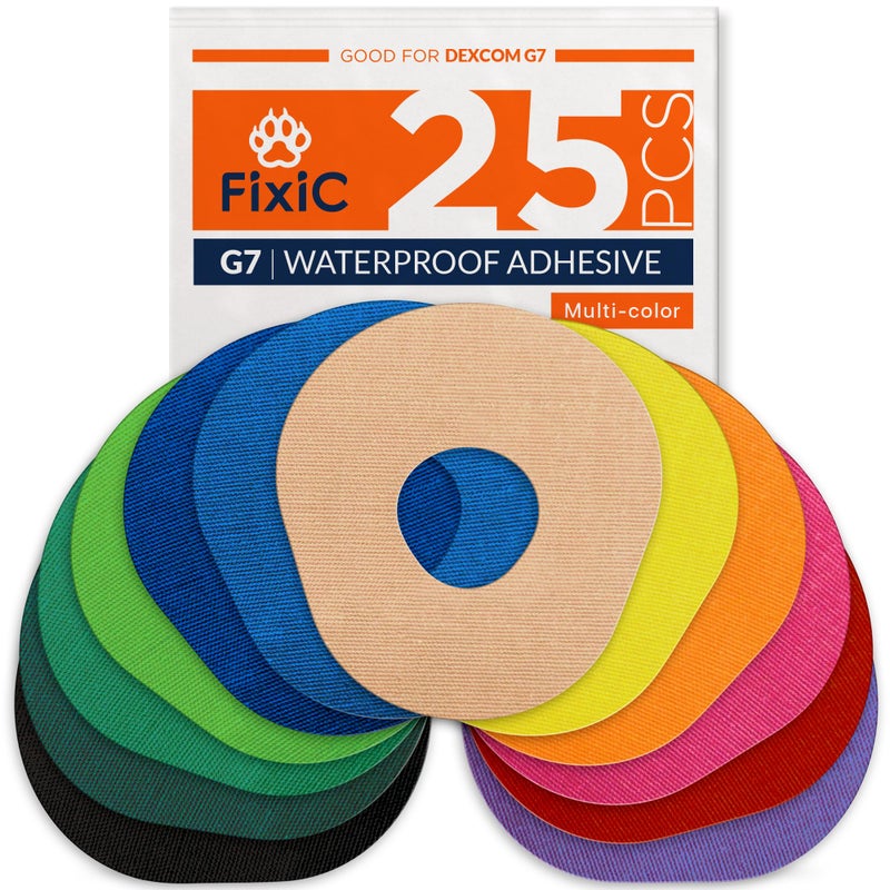 FixiC Adhesive Patches for G7 Stelo 25 Pack Premium Waterproof Adhesive Patches PreCut Back Paper Adhesive Patch for G7 Long Fixation MultiColor