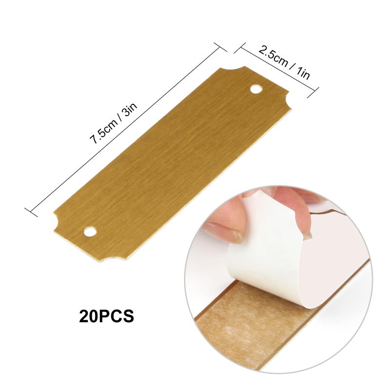 Lxmxgk 20 Pcs Name Plates Laser Engraved, Plaques Personalized Engraved, Solid Metal Plate, Name Plate for Desk, Personalized Plaque Blank, Custom Name Tag, Laser Engraving Blanks (1'' X 3'') (Gold) - Image 2