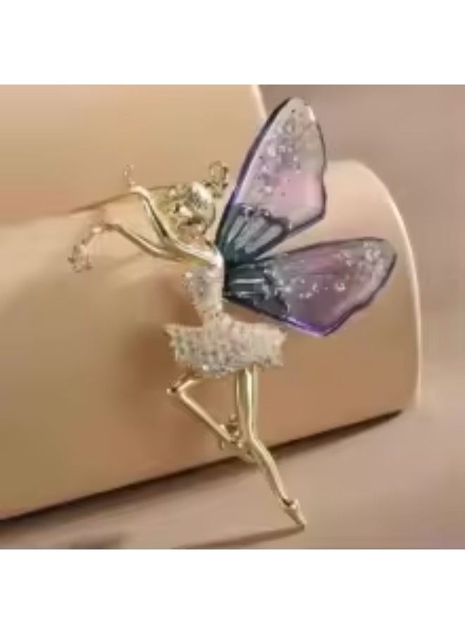 The Black Pearl Accessories Golden Purple Zirconic Butterfly Brooch - Image 1
