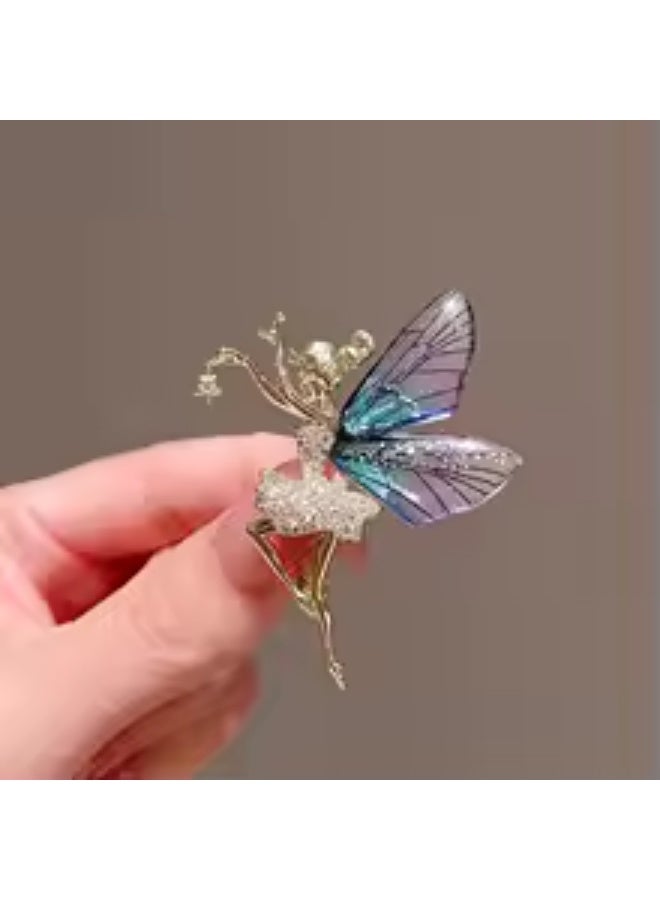 The Black Pearl Accessories Golden Purple Zirconic Butterfly Brooch - Image 3
