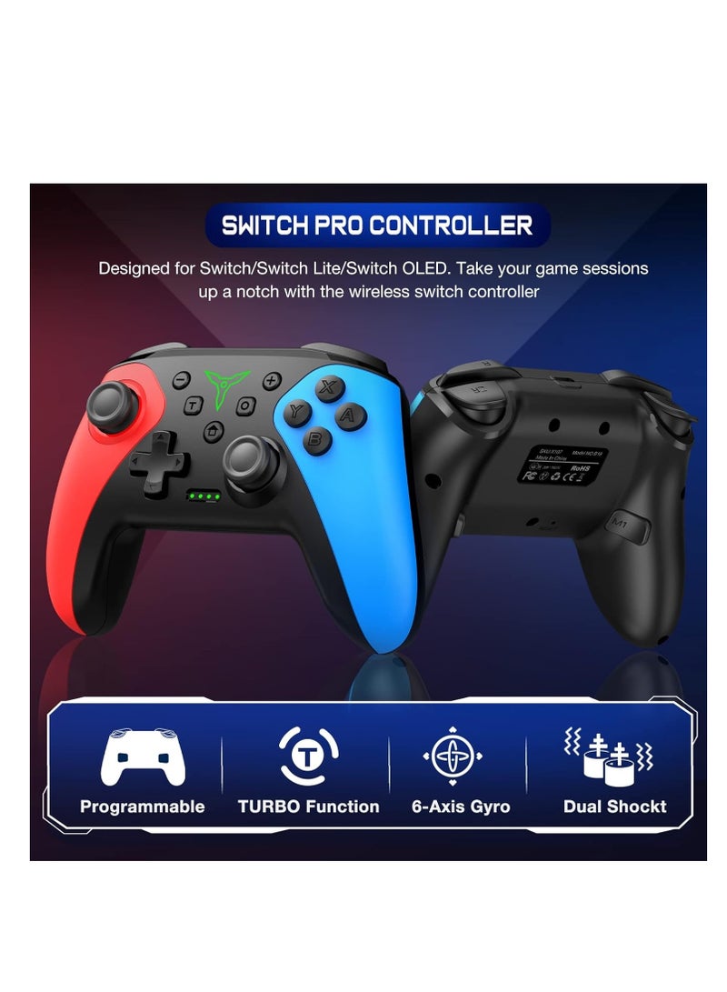 Wireless Switch Controller for Nintendo Switch/Lite/OLED Controller, Switch Controller with a Mouse Touch Feeling on Back Buttons Extra Switch Pro Controller with Wake-up - Image 2
