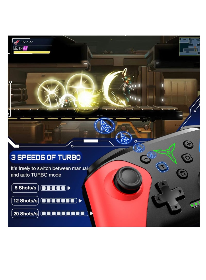 Wireless Switch Controller for Nintendo Switch/Lite/OLED Controller, Switch Controller with a Mouse Touch Feeling on Back Buttons Extra Switch Pro Controller with Wake-up - Image 4