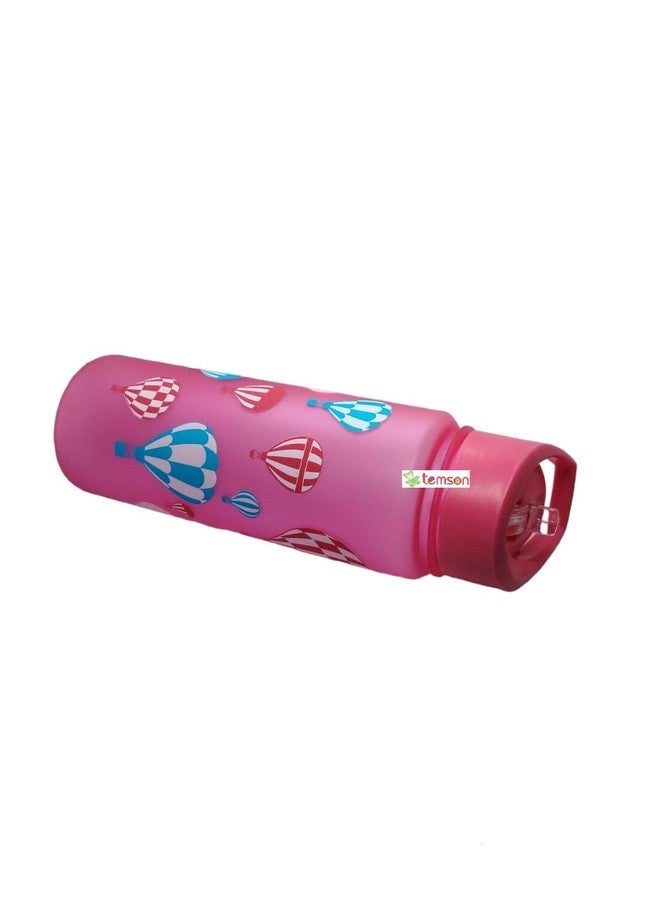 TEMSON Stylish Unbreakable Sports Water Bottle with Sipper & Straw, Anti-Leak Proof Non-Toxic Bottle with Scale Measure 700ML (GBT-620) (Pink) - Image 1