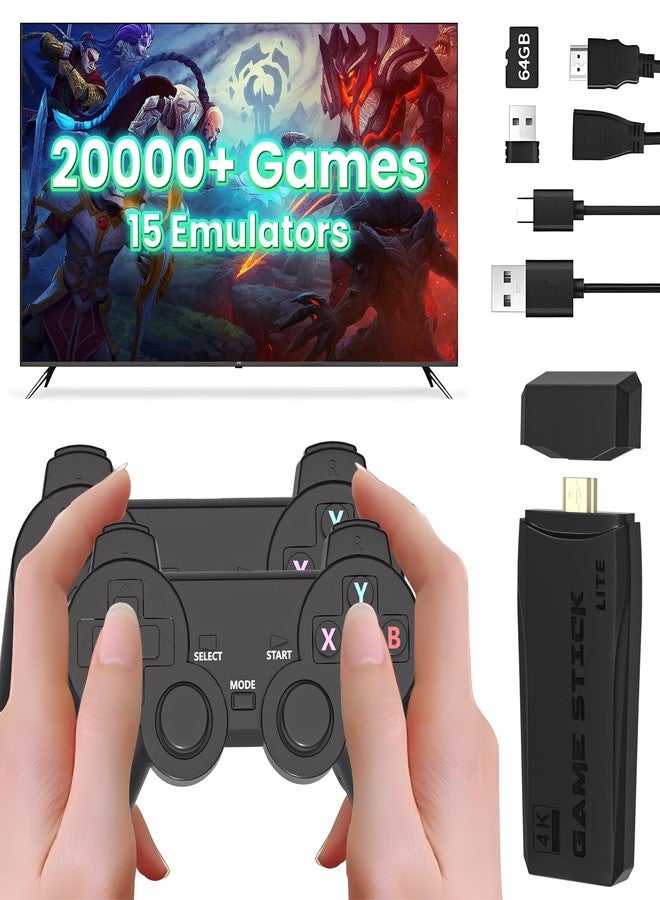 AMANKA Retro Game Console,Retro Games Stick Built-in 15 Emulators with 20,000+ Games,4k Hdmi Output Gaming Stick,Dual Wireless Controllers,Plug and Retro Play Video Games for Tv - Image 1