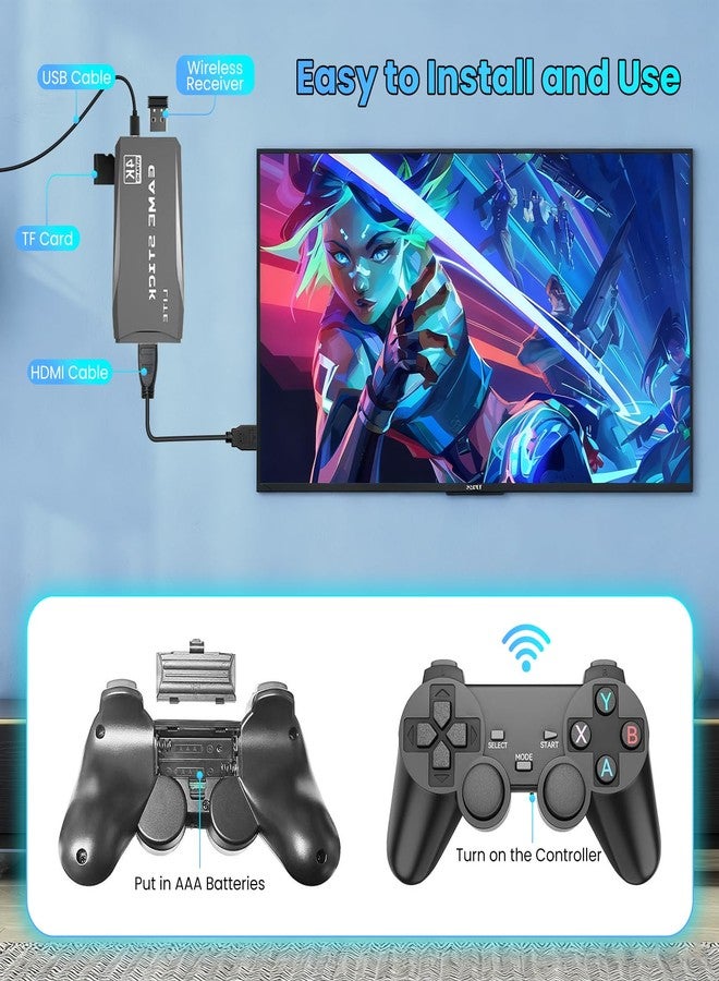 AMANKA Retro Game Console,Retro Games Stick Built-in 15 Emulators with 20,000+ Games,4k Hdmi Output Gaming Stick,Dual Wireless Controllers,Plug and Retro Play Video Games for Tv - Image 2