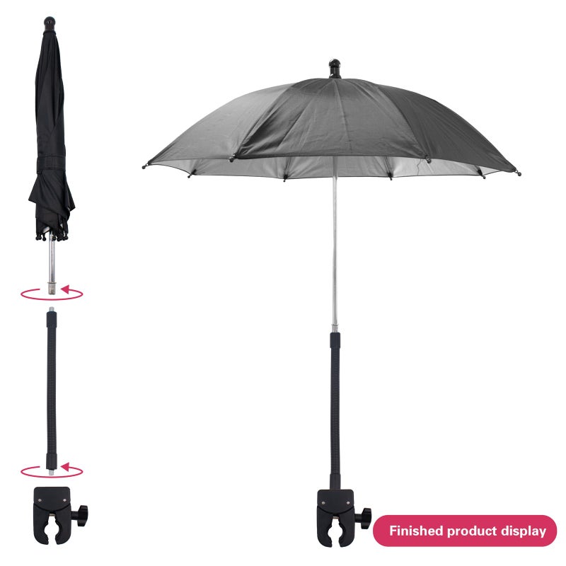 SnowTing Umbrella Chair Clamp for Cameras, Flexible Adjustable Gooseneck Camera Rain Cover, Tripod Sun Shade Umbrella for Outdoor Photographing, Filming, Live Streaming, 20 Inch Diameter, Black - Image 3