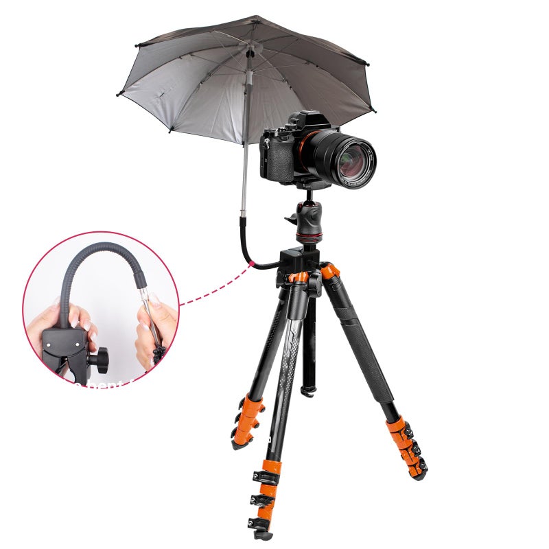 SnowTing Umbrella Chair Clamp for Cameras, Flexible Adjustable Gooseneck Camera Rain Cover, Tripod Sun Shade Umbrella for Outdoor Photographing, Filming, Live Streaming, 20 Inch Diameter, Black - Image 4