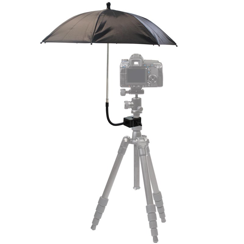 SnowTing Umbrella Chair Clamp for Cameras, Flexible Adjustable Gooseneck Camera Rain Cover, Tripod Sun Shade Umbrella for Outdoor Photographing, Filming, Live Streaming, 20 Inch Diameter, Black - Image 1