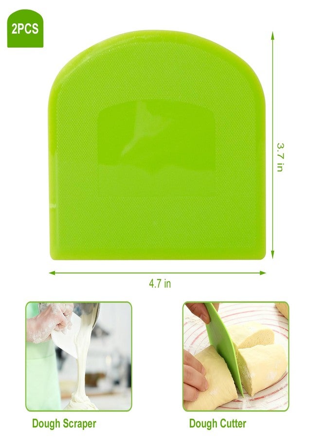 GCYQOOD Dough Scraper, Sourdough Bread Baking Supplies, Pizza Cutter, Bowl Scraper, Plastic Dough Scraper, for Non-Slip Bakeware Decorating Tools, Sculpting, Bread Dough (2, White+ Green) - Image 2