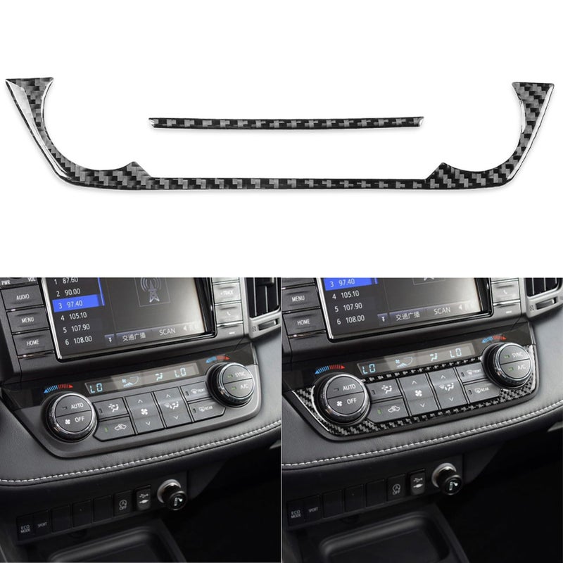 غطاء لوحة تحكم مكيف الهواء من ألياف الكربون الحقيقية NVCNX متوافق مع تويوتا RAV4 2013 2014 2015 2016 2017 2018 XLE LE Limited SE Adventure Platinum Hybrid ملحقات تزيين داخلية باللون الأسود
