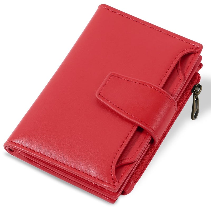Airkit Small Wallet Women RFID Blocking PU Leather Bifold Compact Card Holder Wallet for Women with Zipper Coin Pocket 4 ID Window - Image 1
