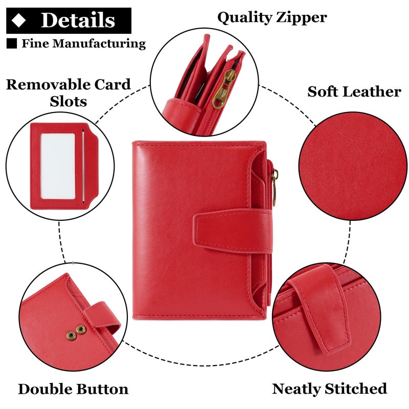 Airkit Small Wallet Women RFID Blocking PU Leather Bifold Compact Card Holder Wallet for Women with Zipper Coin Pocket 4 ID Window - Image 5