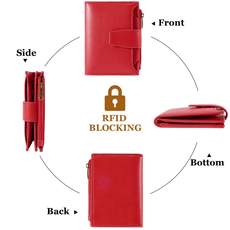 Airkit Small Wallet Women RFID Blocking PU Leather Bifold Compact Card Holder Wallet for Women with Zipper Coin Pocket 4 ID Window - Image 4