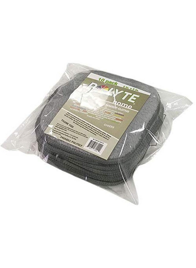 Polyte Premium Hypoallergenic Microfiber Fleece Makeup Remover And Facial Cleansing Cloth, 5 X 5 In, 10 Pack (Gray)