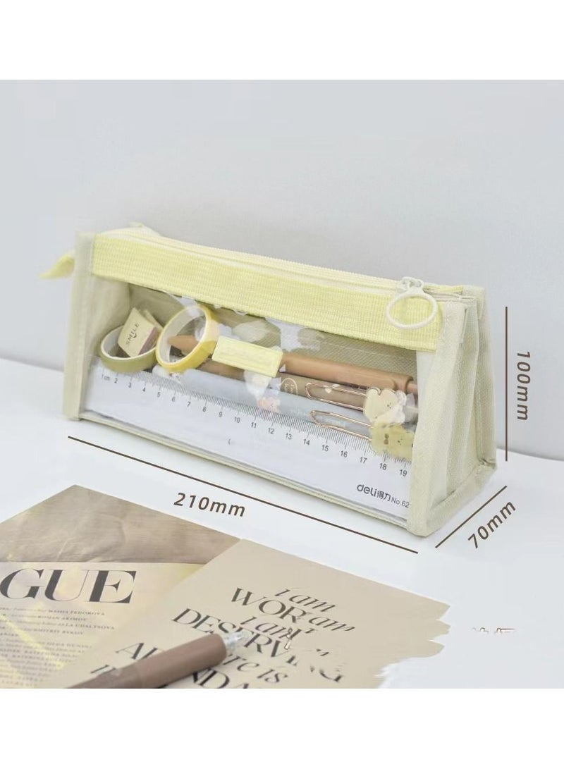 KUYING 6-Layer Large Capacity Transparent Pencil Case, New Popular Stationery Box 