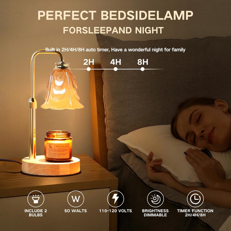 Droyek Candle Warmer Lamp with Timer Electric Candle Warmer Lamp Adjustable Height Candle Warmer Dimmable Wax Warmer Lamp Jar Candles with 2 Bulbs for Home Decor & Office - Image 2