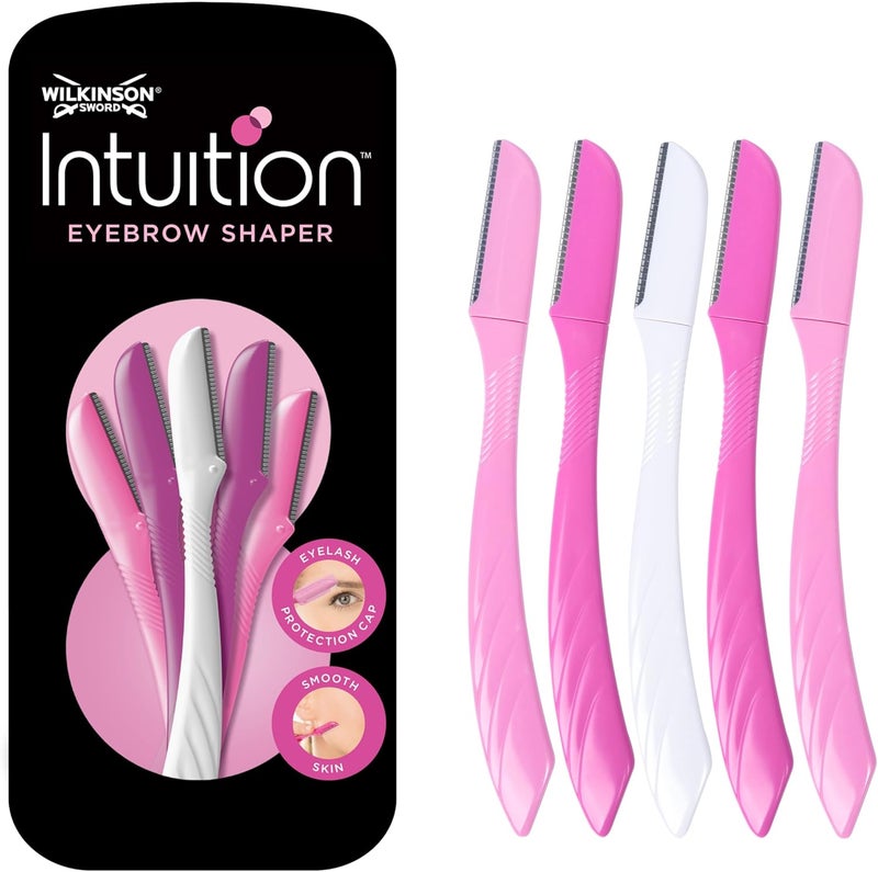 Wilkinson Sword Diverse operating method fit - Intuition Eyebrow Shaper | Trims & Removes Facial Hair | Dermaplaning Tool | Pack of 5 Disposable Razors Multi-use detailed build - Image 1