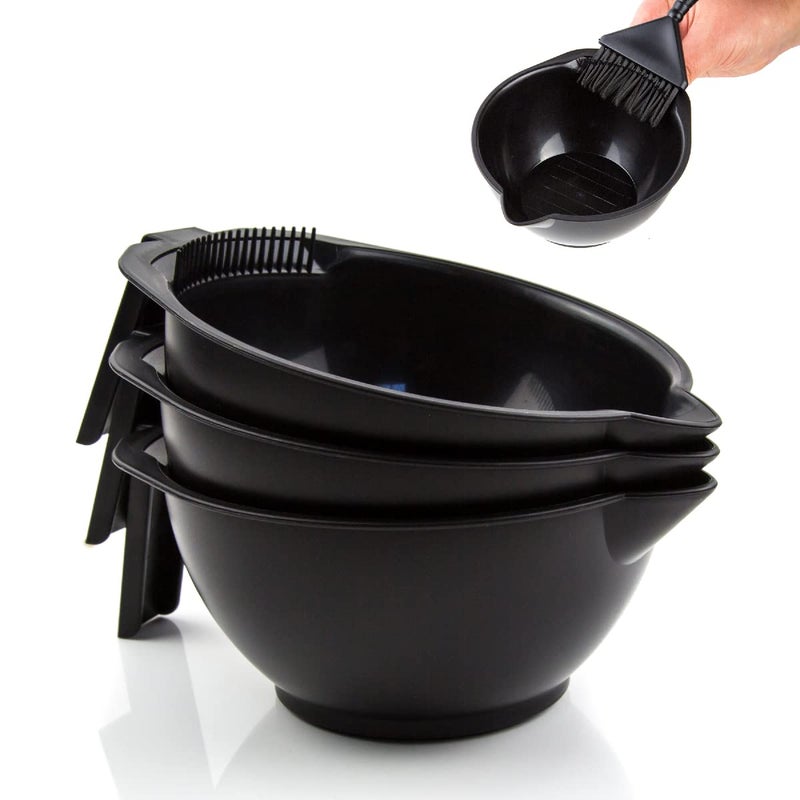 Salon Supply Co 3 Black Salon Color Bowls with Measurements PourSpout Handle and Combed Edge