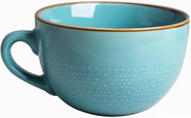Arawat 24oz Soup Bowls Microwave Safe with Handles Spoon and Coaster 24oz Large Tea Cup Big Ceramic Cappuccino Mug Large Coffee Cups Soup Mugs Porcelain Porcelain Cereal Bowl - Image 1