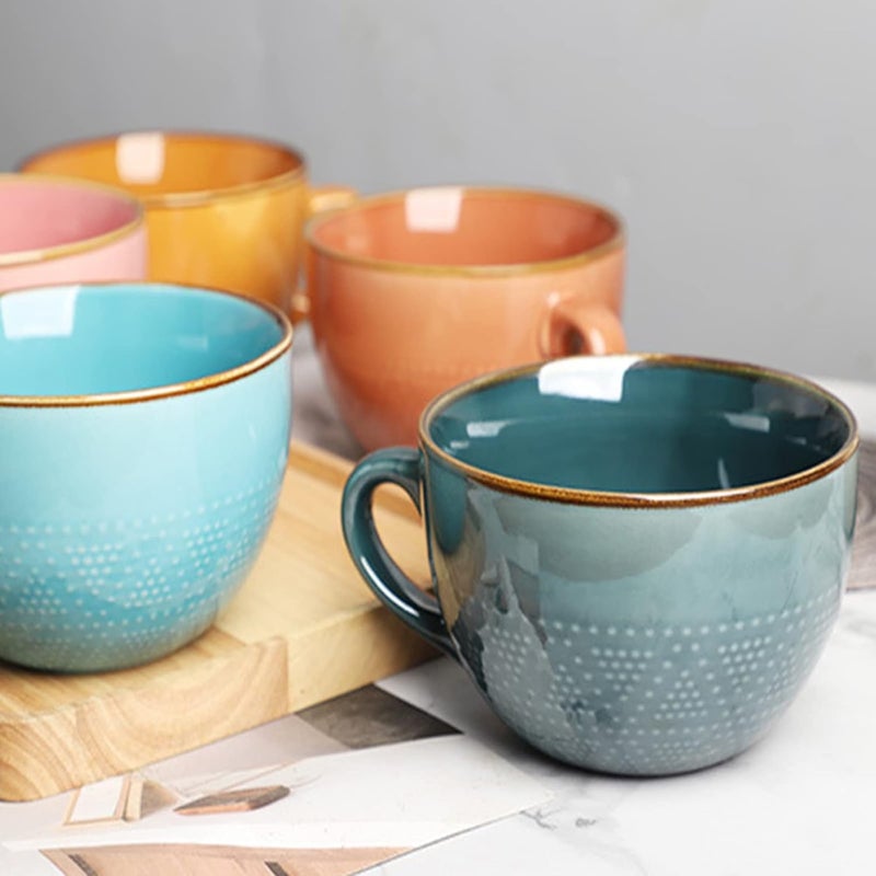 Arawat 24oz Soup Bowls Microwave Safe with Handles Spoon and Coaster 24oz Large Tea Cup Big Ceramic Cappuccino Mug Large Coffee Cups Soup Mugs Porcelain Porcelain Cereal Bowl - Image 5