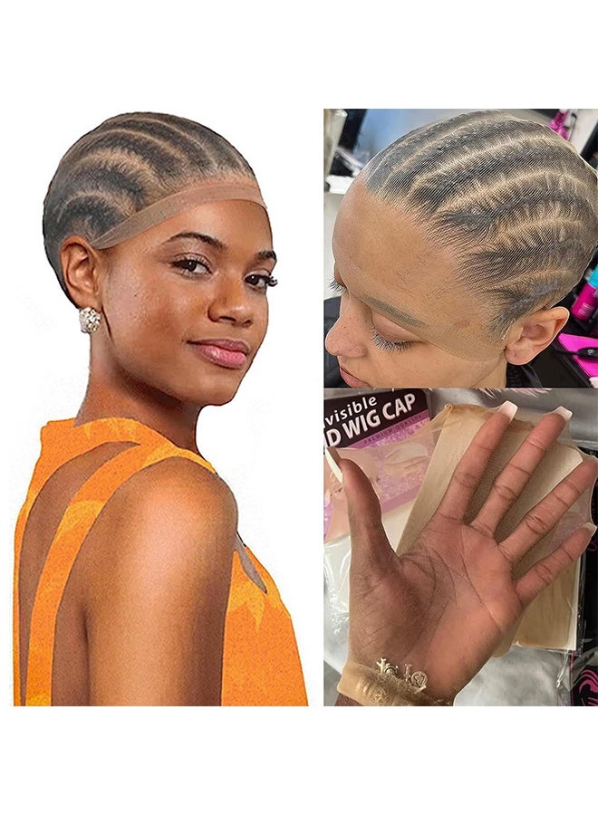 Fanski HD Wig Cap, 4 Pieces Invisible and Sheer Breathable Ultra-thin Stretchy Stocking Caps for Lace Front Wigs - Image 2