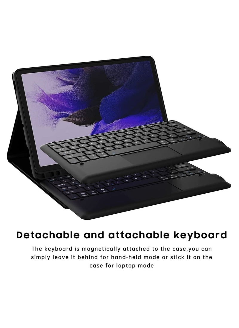 Galaxy Tab S7 FE/S7 Plus/S8 Plus Case with Keyboard 12.4 inch - Smart Detachable Wireless Touchpad Keyboard Cases with S Pen Holder for Samsung Galaxy Tab S8+ 2022/S7 FE 2021/S7+