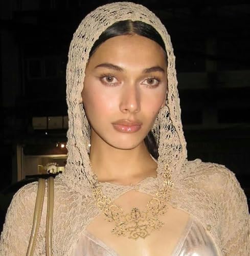 Cykdohy Vintage Hollow Filigree Floral Exaggerated Choker Statement Retro Necklace for Women Men Short Chunky Ethnic Ancient Gold Silver Carved Lace Pendant Collar Bib Clavicle Chain Gypsy Tribal Jewelry (Ancient Gold) - Image 2