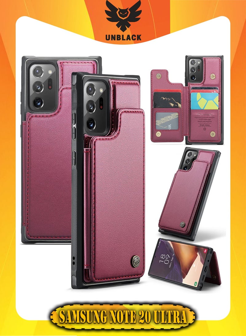 CaseMe Wallet Case for Samsung Galaxy Note 20 Ultra, Premium Handmade Durable PU Leather Slim Shockproof Case with [Double Magnetic Clasp] [Card Holder] [Kickstand] [RFID Blocking] (Red)  - Image 1