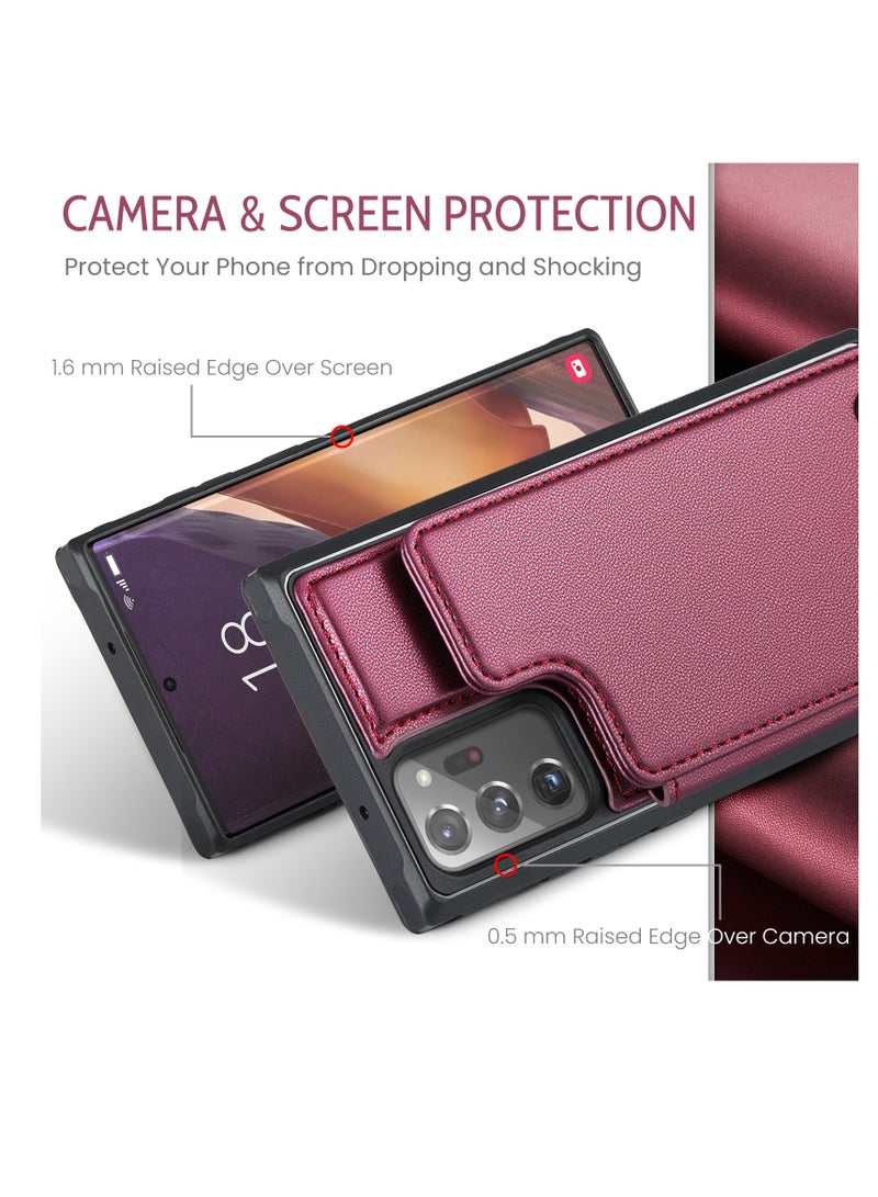 CaseMe Wallet Case for Samsung Galaxy Note 20 Ultra, Premium Handmade Durable PU Leather Slim Shockproof Case with [Double Magnetic Clasp] [Card Holder] [Kickstand] [RFID Blocking] (Red)  - Image 3