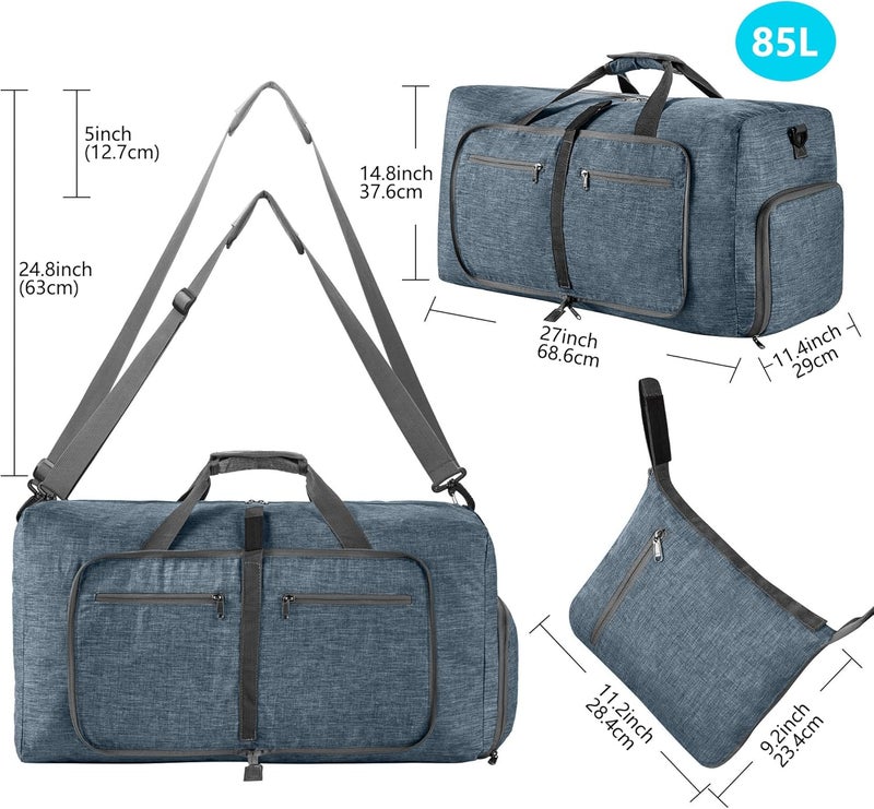 Vomgomfom Travel Duffle Bag for Men, 65L Foldable Travel Duffel Bag with Shoes Compartment Overnight Bag for Men Women Waterproof & Tear Resistant - Image 2