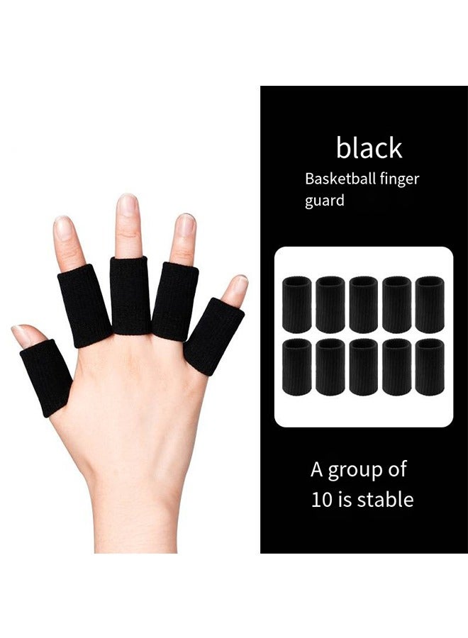Finger Cots Protector, Set Of 10 Sports Finger Cots Elastic Thumb Support Support For Basketball Golf Premium Finger Cots For Arthritis Perfect Pain Relief (Set of 10 Black) - Image 1