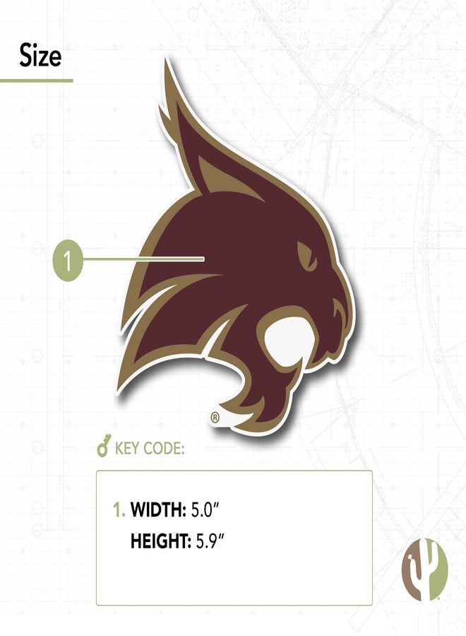 Desert Cactus Texas State University TxSt Bobcats Vinyl Decal Laptop Water Bottle Car Scrapbook Sticker (IND 00004) - Image 3
