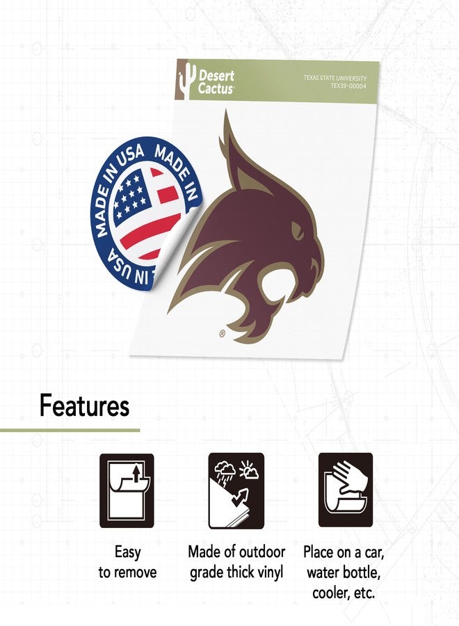 Desert Cactus Texas State University TxSt Bobcats Vinyl Decal Laptop Water Bottle Car Scrapbook Sticker (IND 00004) - Image 4